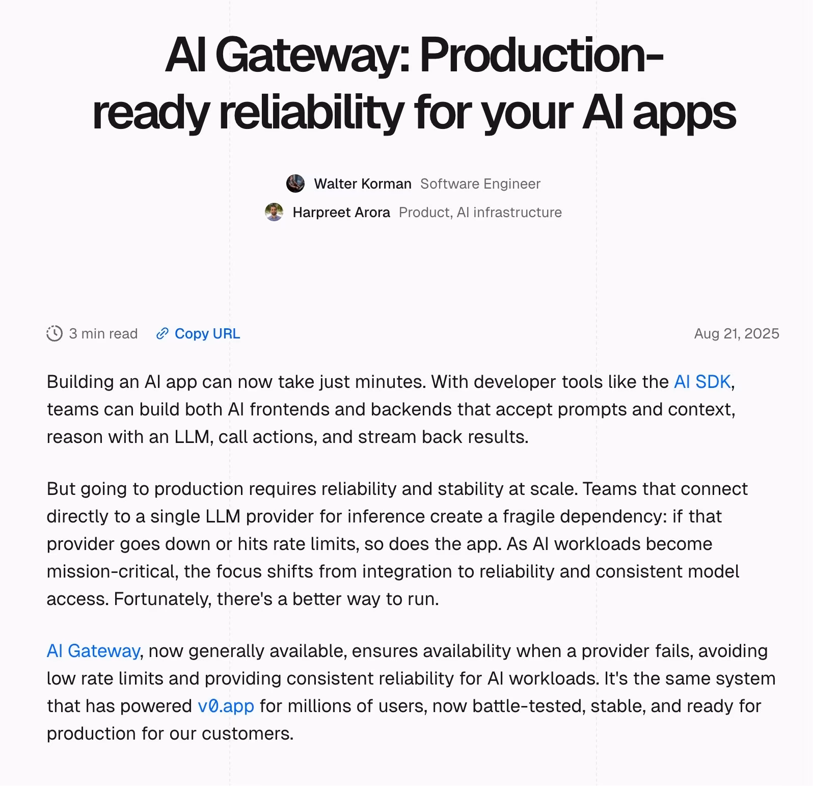 AI资讯：Vercel AI Gateway架构图
