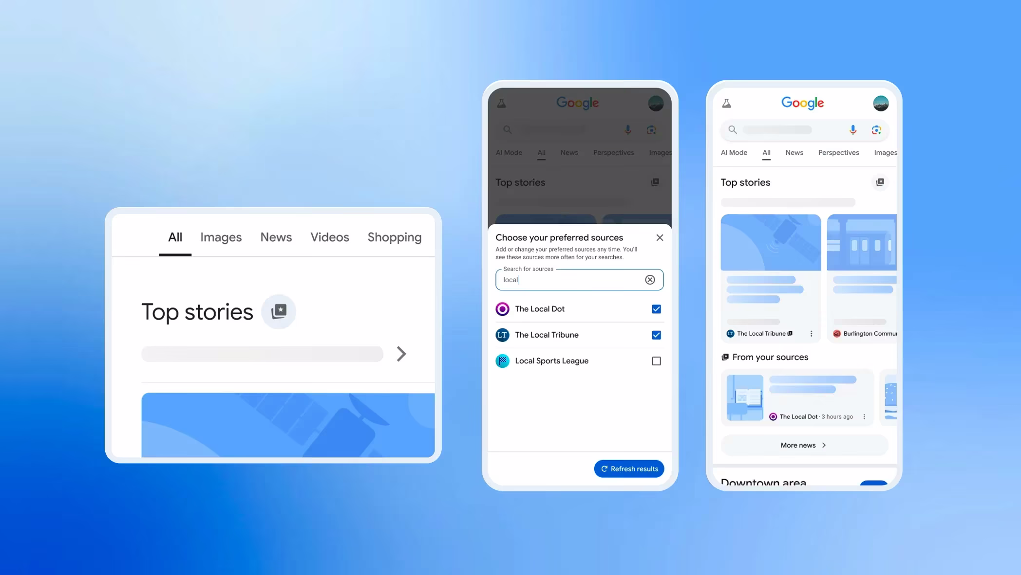 AI资讯:Google搜索结果页面显示Preferred Sources优先展示效果