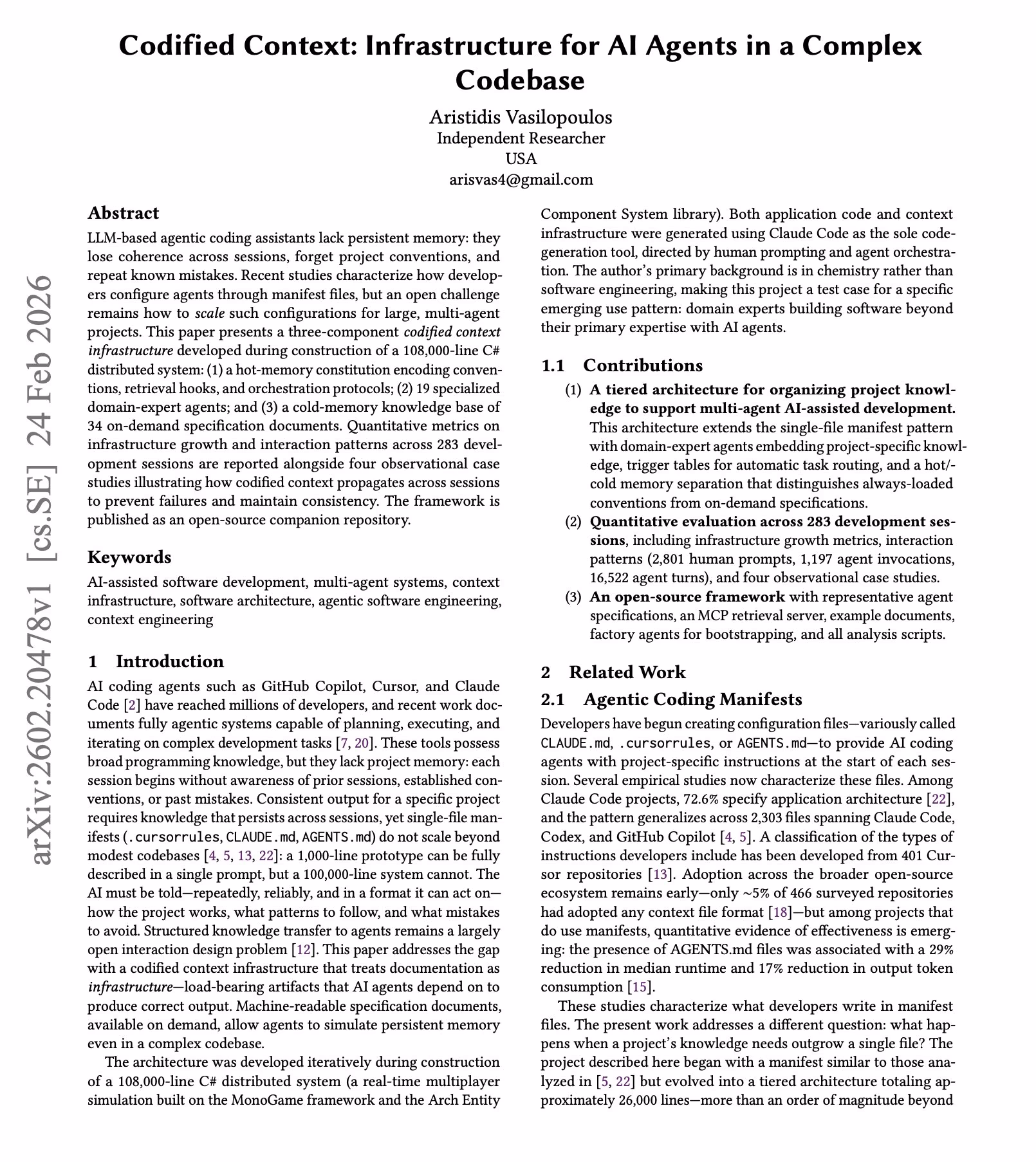 AI资讯:展示Codified Context三层记忆架构示意图及大规模代码库实测数据
