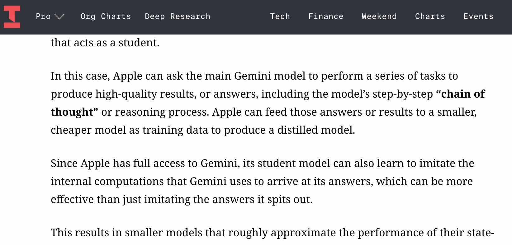 AI资讯：关于苹果使用谷歌Gemini模型进行蒸馏的推文报道截图