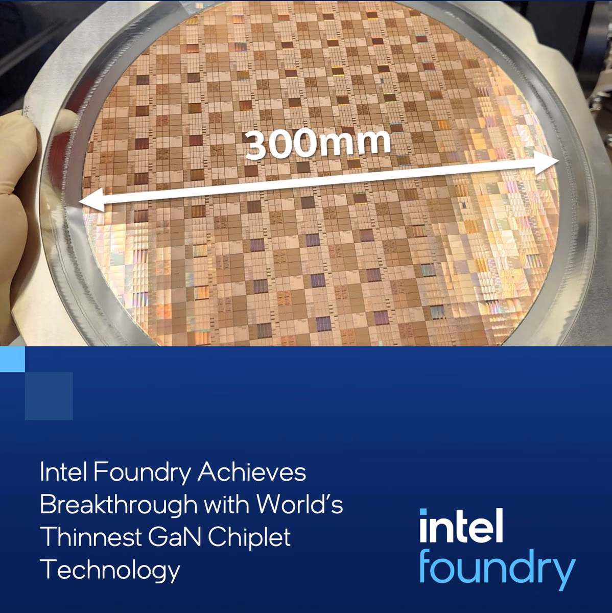 AI资讯：英特尔研发的19微米厚氮化镓GaN芯片微观结构示意图