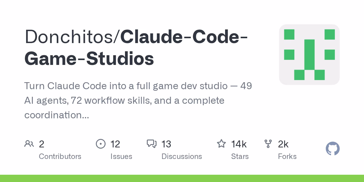 AI资讯：GitHub开源项目Claude Game Studios的自动化开发架构示意图