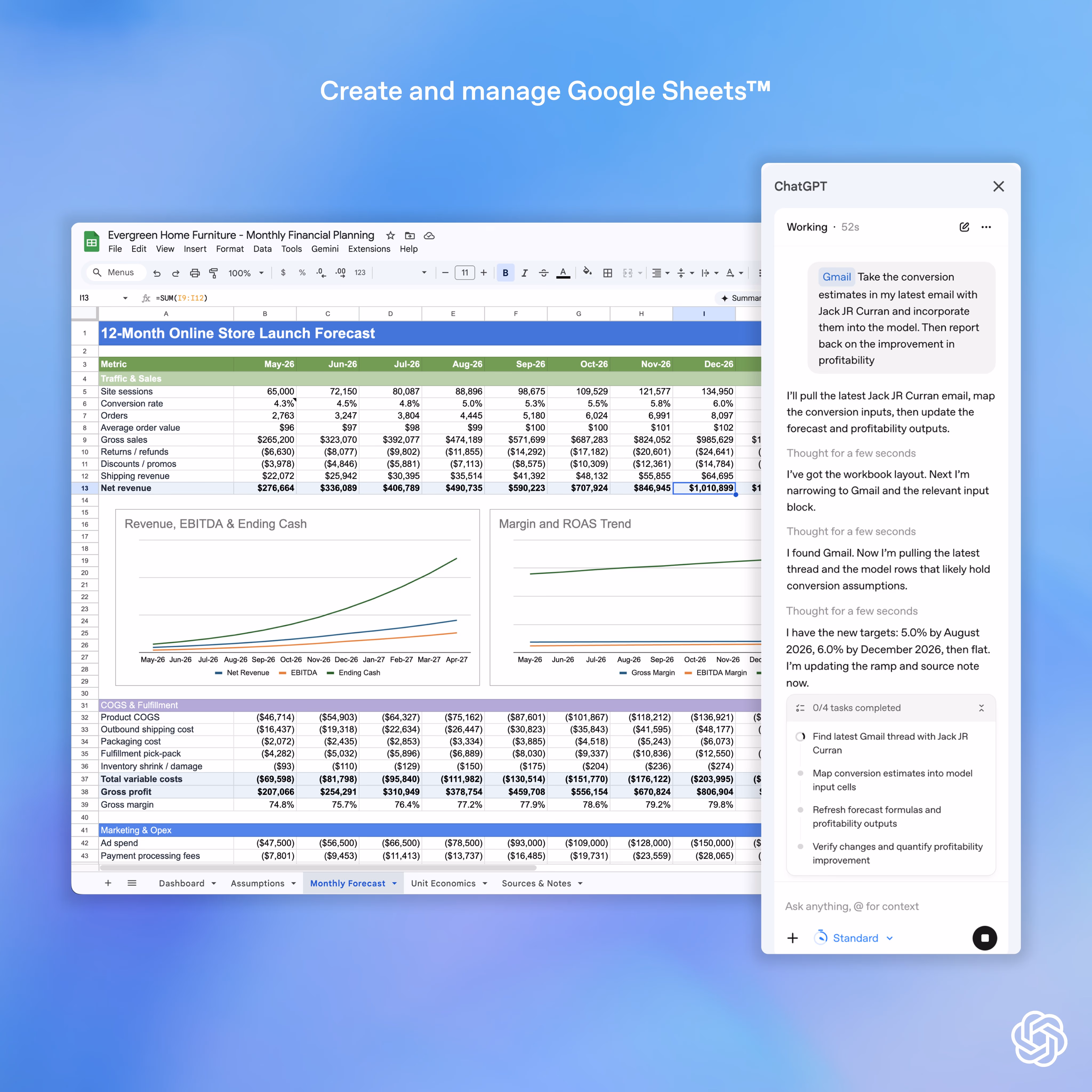 AI资讯：ChatGPT插件在Google表格中操作界面