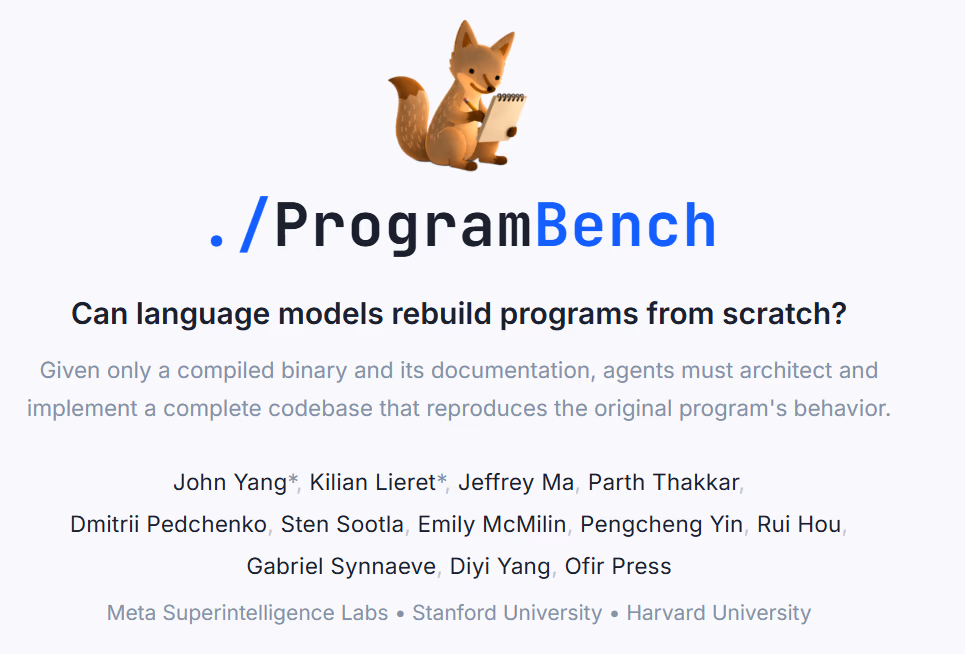 AI资讯：主流AI模型在ProgramBench中全线溃败的图表成绩单