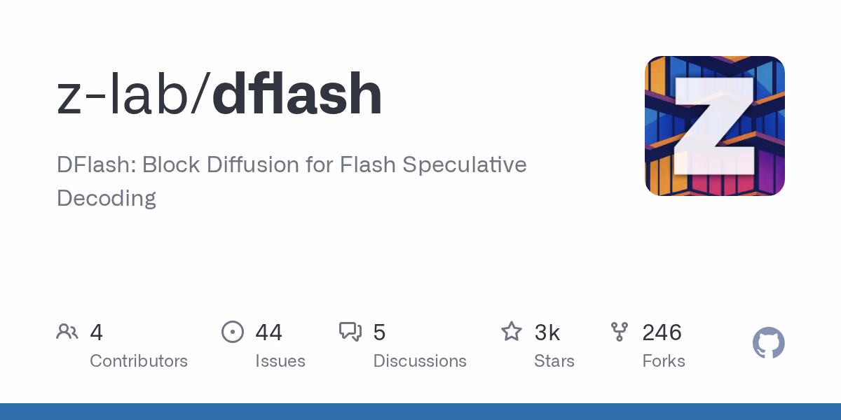 AI资讯：展示dflash项目利用块扩散技术优化LLM推理速度的架构示意图